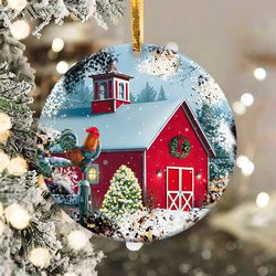 Christmas Barn Western Ornament