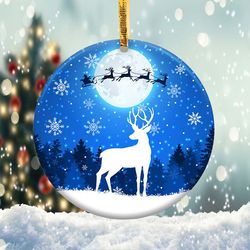 Christmas Deer Night Ornament