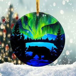 Northern Lights Bear Forest Ornament
