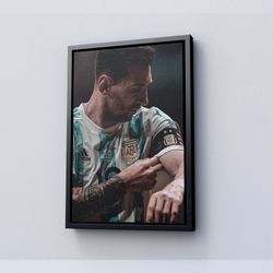 lionel messi canvas wall art, messi wall decor, football legend canvas, framed canvas, ready to hang