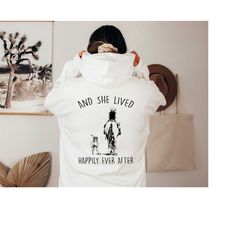 Gift For Horse Lover, Country Girl Hoodie, Cowgirl Western Hoodie, Cute Horse Wild West Hoodie, And She Lived Happily Ev