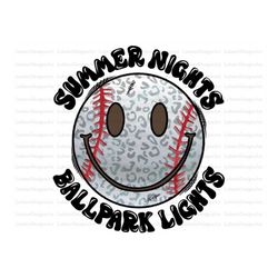 Summer Nights Ballpark Lights Sublimation Design Downloads, Baseball Sublimation Design, Ballpark PNG, Summer Sublimatio
