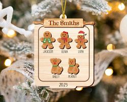 Custom 3D Gingerbread Family Ornament, Custom Family Ornament, 2023 Christmas Ornament