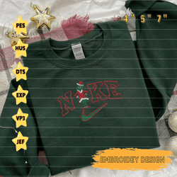 NIKE X GRINCH EMBROIDERED SWEATSHIRTS, CHRISTMAS EMBROIDERED SWEATSHIRTS, SWOOSH EMBROIDERED SHIRTS, Embroidery Pattern