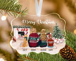 Custom Family Christmas Ornament, Family with Dogs Ornament, Couple with Dogs Ornament