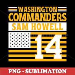 Sublimation PNG Digital Download - Washington Commanders - Howell 14 American Flag Football Designs