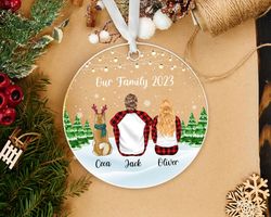 Custom Family Ornament, Couple With Pet Ornament, Family With Pet Ornament
