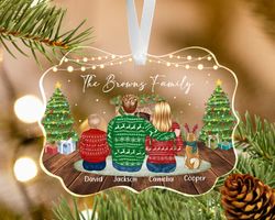 Custom Family Ornament, Family Christmas Ornament, Family with Pets Ornament