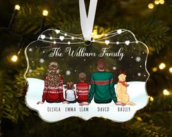 Custom Family Ornament, Family With Pets Ornament, Family Christmas Ornament