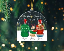 Custom Family with Pets Ornament, Couple with Dogs Ornament, Couple Family Ornament