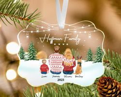 Custom Family with Pets Ornament, Couple with Pet Ornament, Custom Dog Ornament