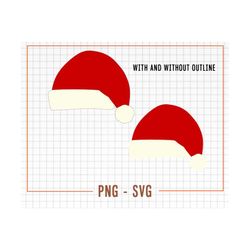 santa hat svg two seperated files with and without outline  santa hat cut files, santa svg, santa hat clipart, christmas