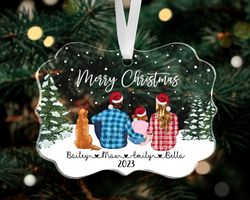 Custom Family with Pets Ornament, Family Christmas Ornament, Custom Dog Ornament