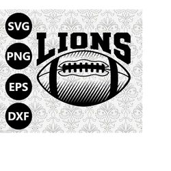 Lions Football Shading Silhouette Team Clipart vector svg file for cutting with Cricut, Sublimation Png and Svg for Shir