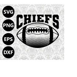 Chiefs Football Shading Silhouette Team Clipart vector svg file for cutting with Cricut, Sublimation Png and Svg for Shi