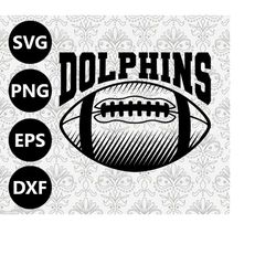 Dolphins Football Shading Silhouette Team Clipart vector svg file for cutting with Cricut, Sublimation Png and Svg for S