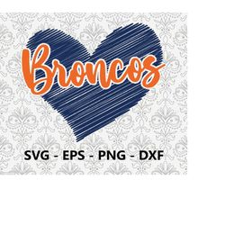 Broncos Football Love svg, eps, png, dxf, pdf, layered file, Ready For Silhouette Cricut and Sublimation, Svg Files