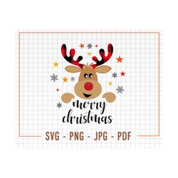 Reindeer SVG, Merry Christmas SVG, Reindeer PNG, Cute Reindeer, Funny Christmas Png, Svg Files For Cricut, Sublimation D