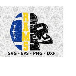 Rams Distressed Half Hand svg, eps, png, dxf, pdf, layered file, Ready For Silhouette Cricut and Sublimation, Svg Files