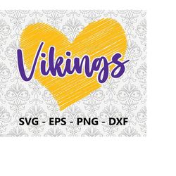 Vikings Football Love svg, eps, png, dxf, pdf, layered file, Ready For Silhouette Cricut and Sublimation, Svg Files