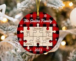 Family Puzzle Ornament, Custom Family Names Ornament, 2023 Family Christmas Ornament