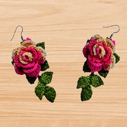 crochet flower earrings pattern, photo tutorial pattern, jewelry pattern, crochet jewelry pattern, crochet earrings, cro