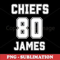 Kansas City Chiefs Football - 80 JAMES - Stunning Transparent PNG Sublimation for True Fans