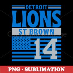 Detroit Lions American Flag Football Sublimation File - High-Quality Transparent PNG Digital Download