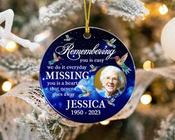 personalized memorial christmas ornament, custom memorial photo gifts, in loving memory