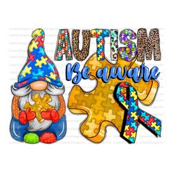 Autism Be Aware Gnome Png, sublimation design download, Autism Awareness png, Autism gnome png, Autism png, sublimate do