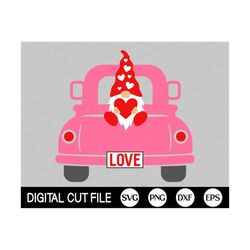 Valentine Gnome SVG, Love Truck Svg, Gnomes Png, Valentine Truck, Love, Gnome Cut file, Kids Valentine Shirt Gift, Svg F