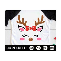 Reindeer SVG, Christmas Svg, Cute Reindeer Svg, Reindeer Girl Svg, Kids Christmas Svg, Christmas Girl Shirt, Svg Files f