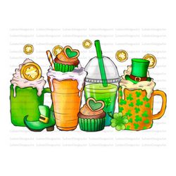 St. Patrick's Day coffee drinks png sublimation design, St. Patrick's coffee drinks png, lucky coffee png, sublimate des