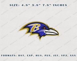 Baltimore Ravens Logo Embroidery Design, Baltimore Ravens NFL Logo Sports Embroidery Machine Design, Famous Football