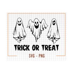 Trick or Treat SVG, Halloween Cut File, Digital Download, Spooky season svg, ghost svg, Boho ghost svg, Retro svg, Retro