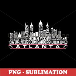 ATL Football Legends - Atlanta City Skyline - Unique Transparent Sublimation Art