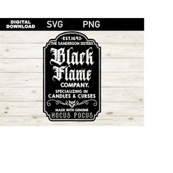 black flame company label parody svg, png, sanderson witches witch, tumbler svg black flame sublimation, halloween candl
