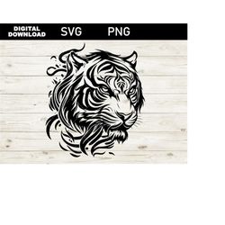 Tiger face SVG, Tiger face Png, Tiger tatto design, Tiger SVG, Tiger SVG File Laser Cut Files Printable Tattoo Design Di