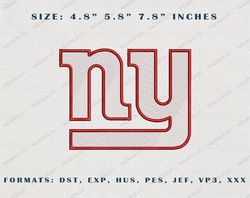 New York Giants Logo Embroidery Design, New York Giants NFL Logo Sport Embroidery Machine Design, Famous Football