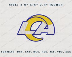 Los Angeles Rams Logo Embroidery Design, Los Angeles Rams NFL Logo Sport Embroidery Machine Design, Famous Football