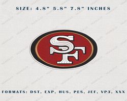 San Francisco 49er Logo Embroidery Design, San Francisco 49er NFL Logo Sport Embroidery Machine Design, Famous Football