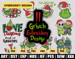 Grinch Embroidery Designs, Grinch Embroidery, Christmas Lights Grinch Machine Embroidery Design, Instant Download