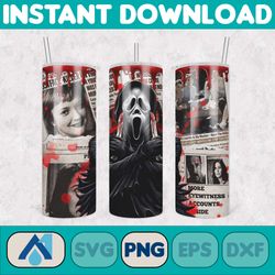 we all float down here png , Halloween Tumbler PNG, 20oz Skinny Tumbler, Scary Tumbler Wrap, Sublimation Designs