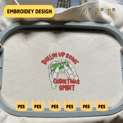 Christmas Embroidery Designs, Rolling Up Some Christmas Spirit, Merry Xmas Embroidery Designs, Bad Bunny Embroidery Files