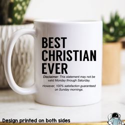 Best Christian Ever on Sundays Coffee Mug, Funny Christian Priest or Pastor Gift
