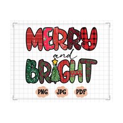 Merry and Brigt PNG, Retro Christmas Png, Boho Christmas Png, Merry and Bright Christmas Png Design, Water Color Christm