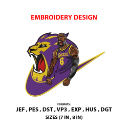 nba lakers james basketball embroidery design,machine embroidery design