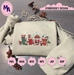 Christmas Embroidery Designs, Christmas Bad Bunny Designs, Merry Christmas Embroidery, Hand Drawn Embroidery Designs