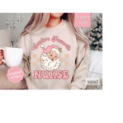 Santa's Favorite Nurse Christmas Sweatshirt, Christmas Gift For Nurse, Registered Nurse Shirt Xmas Nurse Tshirt, New Nur