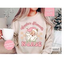 santa's favorite school nurse christmas shirt, christmas gift for school nurse, school nurse sweatshirt xmas nurse tshir